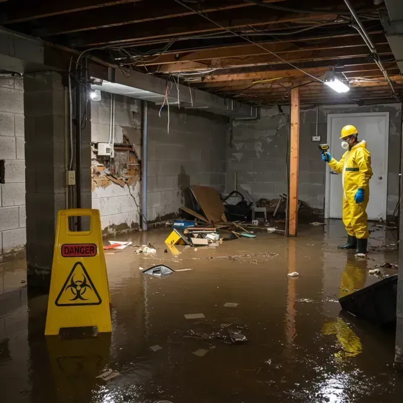 Flooded Basement Electrical Hazard in Marengo, IL Property