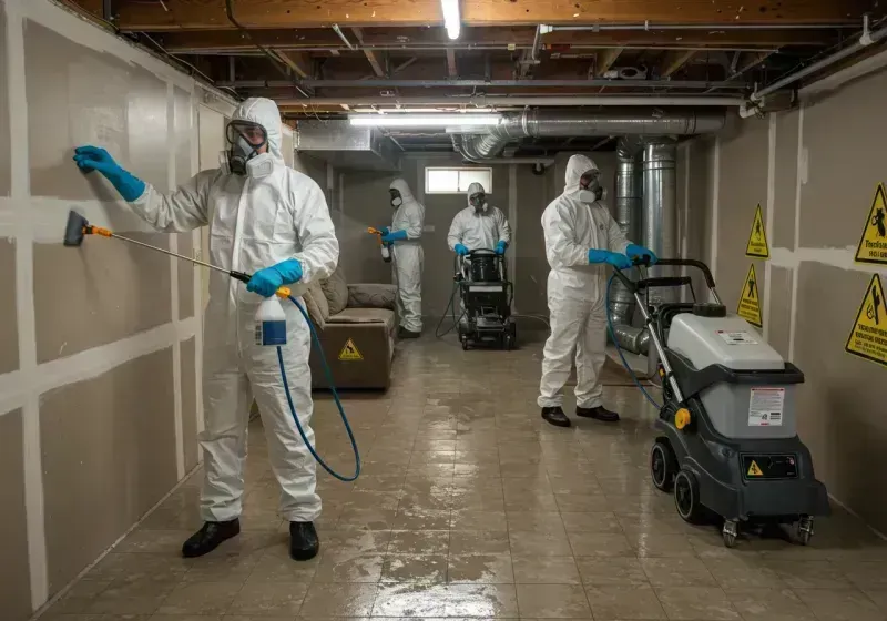 Basement Moisture Removal and Structural Drying process in Marengo, IL